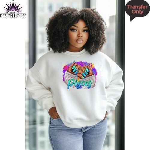 Pisces Zodiac Nails Ready to Press DTF Transfers