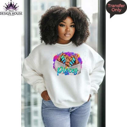 Pisces Zodiac Nails Ready to Press DTF Transfers