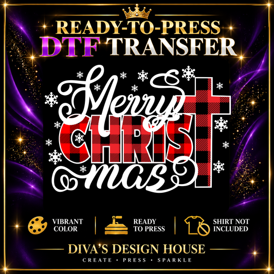 Merry CHRISTmas Plaid Cross | Ready-to-Press DTF Transfer