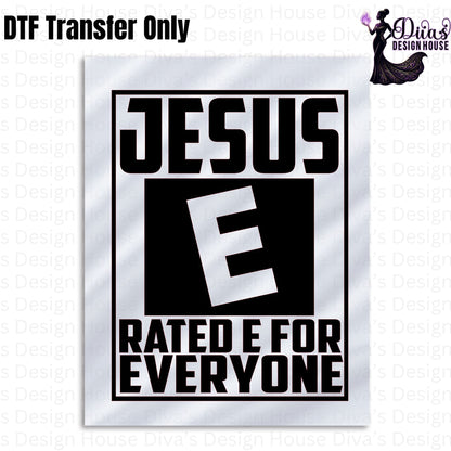 Jesus Rated E DTF Transfer