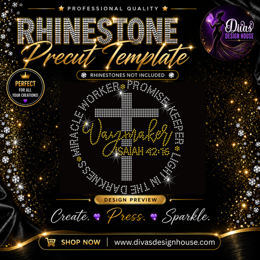 Way Maker | Pre-Cut Rhinestone Template | SS10
