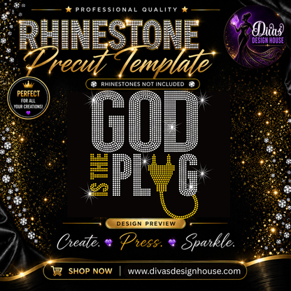 God Plug | Pre-Cut Rhinestone Template | SS10
