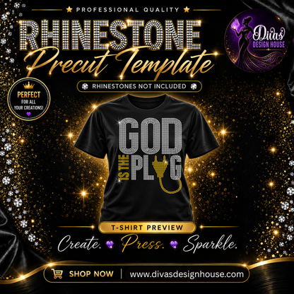 God Plug | Pre-Cut Rhinestone Template | SS10