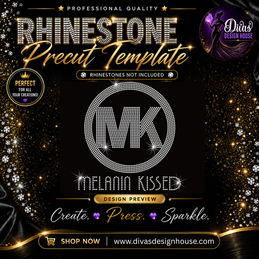 Melanin Kissed | Pre-Cut Rhinestone Template | SS10