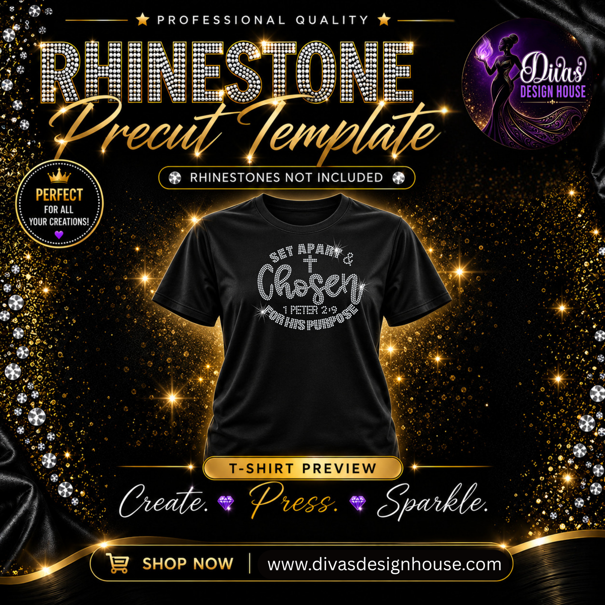 Chosen | Pre-Cut Rhinestone Template | SS10