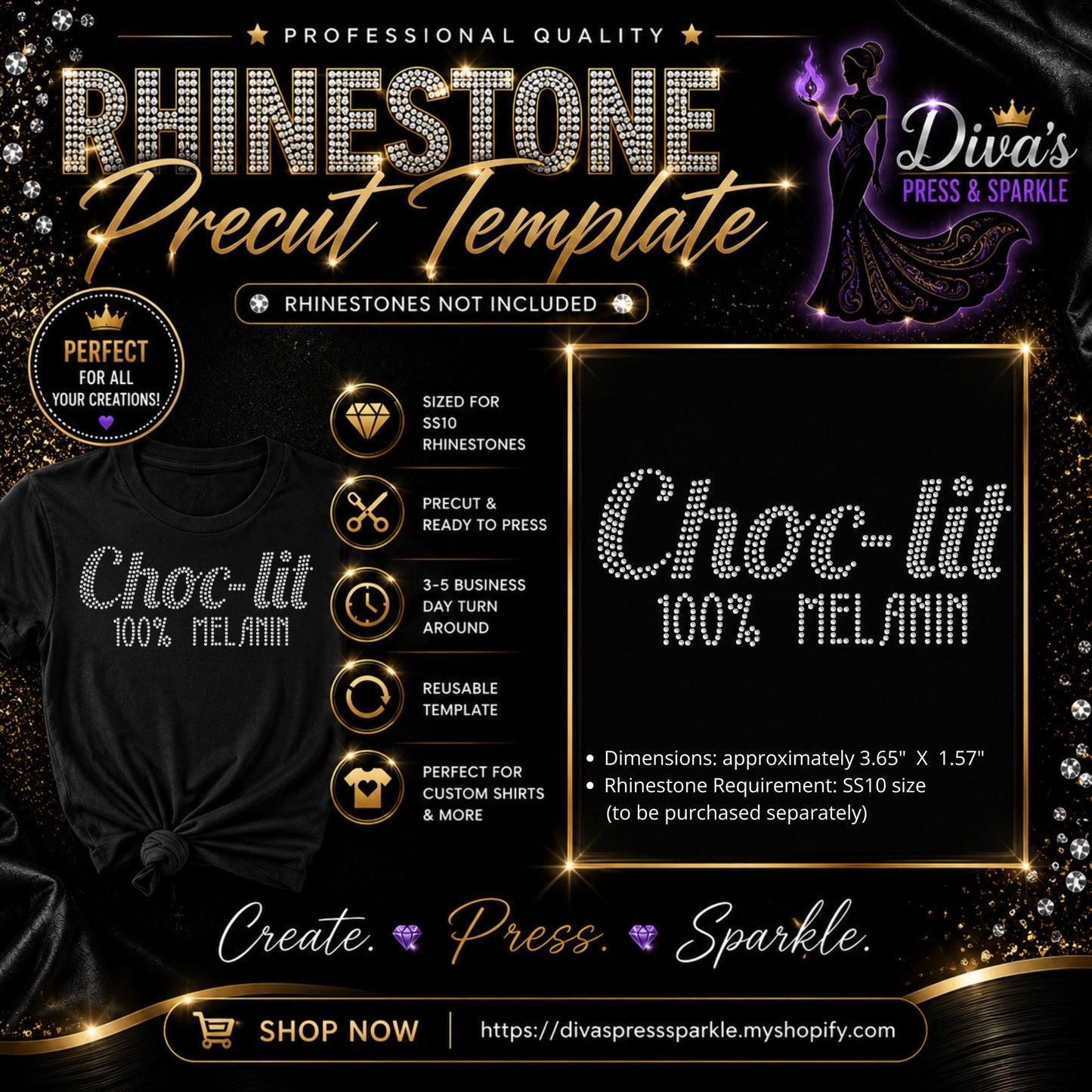 Choc-Lit 100% Melanin Pre-Cut Template