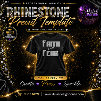 Faith Over Fear  | Precut Rhinestone Template | SS10