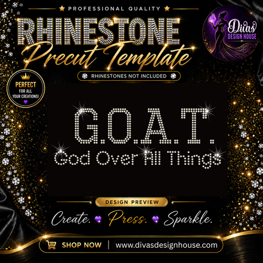 G.O.A.T  | Precut Rhinestone Template | SS10