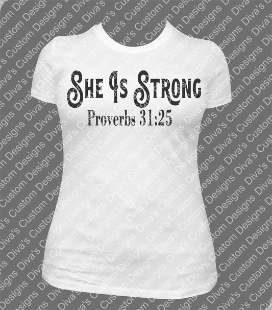 She Is Strong: T-shirt digital download down, Women t-shirt design, png, svg, religious shirt design