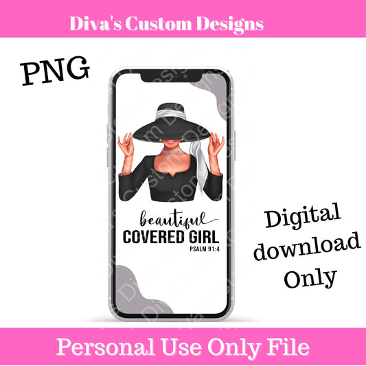 Covered Girl (Gray & Black) IOS Wallpaper