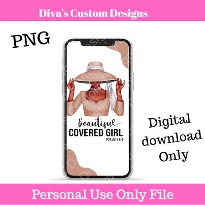Covered Girl (Tan & White) IOS Wallpaper