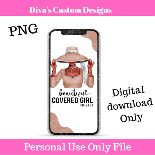 Covered Girl (Tan & White) IOS Wallpaper