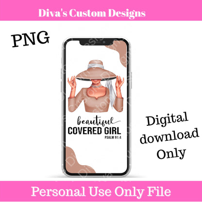 Covered Girl (Tan & White) IOS Wallpaper