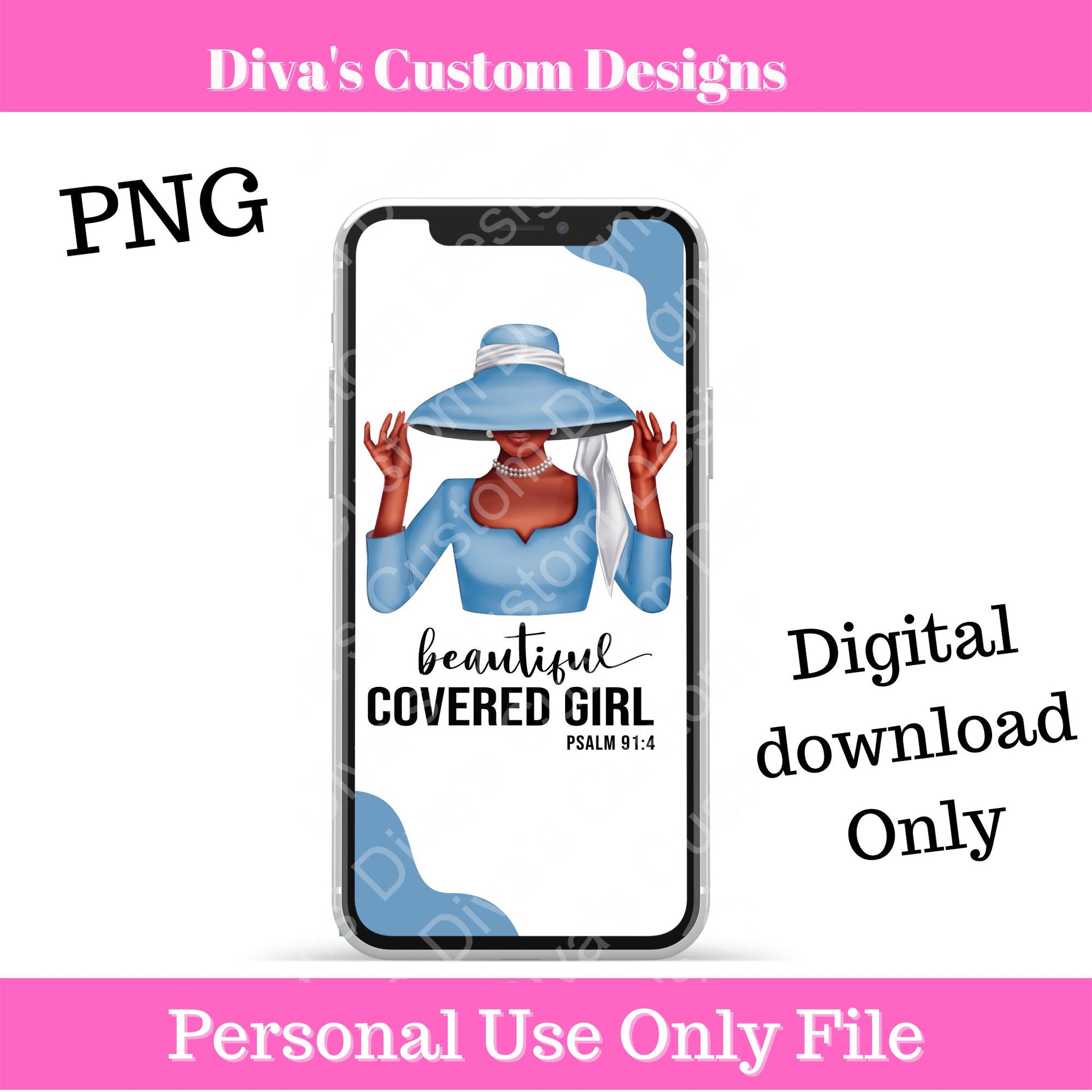 Covered Girl (Light Blue & White) IOS Wallpaper