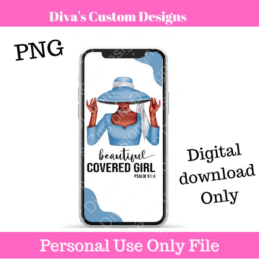 Covered Girl (Light Blue & White) IOS Wallpaper
