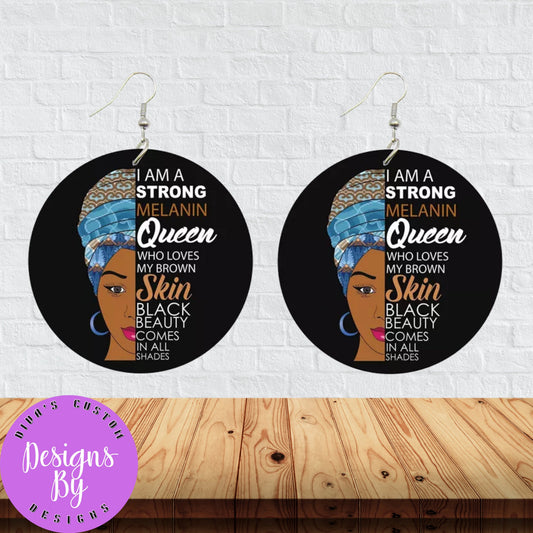 I Am a Strong Melanin Queen Afrocentric Earring Set/Black Women Earrings