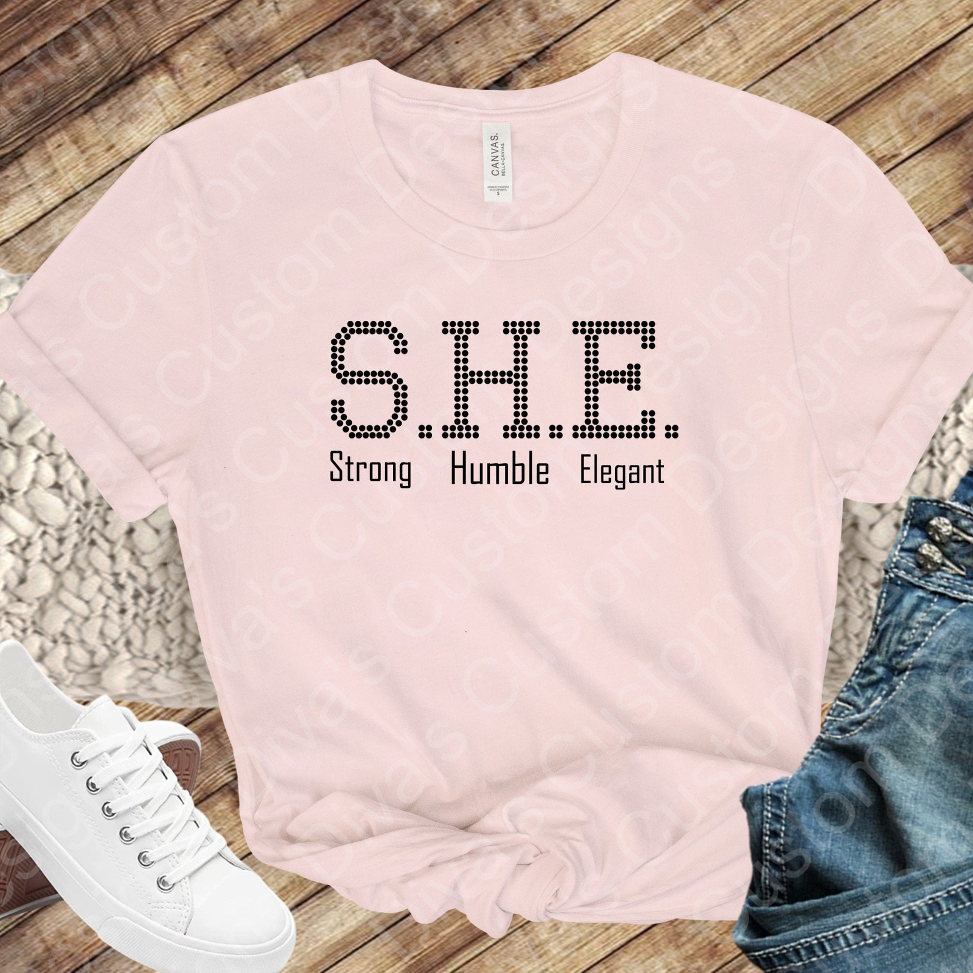 S.H.E (Strong Humble Elegant Digital Rhinestone Download SVG PGN Cricut & Silhouette svg file In