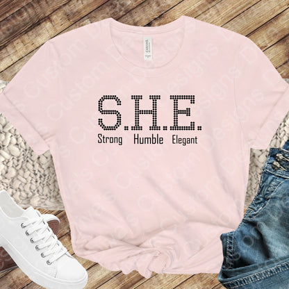 S.H.E (Strong Humble Elegant Digital Rhinestone Download SVG PGN Cricut & Silhouette svg file In