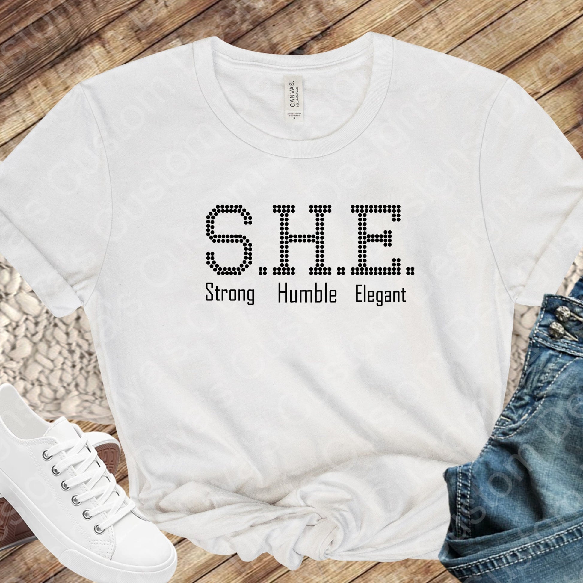 S.H.E (Strong Humble Elegant Digital Rhinestone Download SVG PGN Cricut & Silhouette svg file In