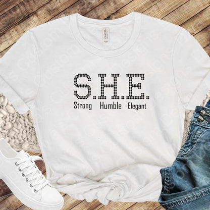 S.H.E (Strong Humble Elegant Digital Rhinestone Download SVG PGN Cricut & Silhouette svg file In