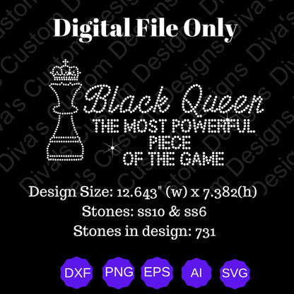 Black Queen The Most Powerful Digital Rhinestone Download SVG PGN Cricut & Silhouette svg file ss10 Rhinestones Cut File Religion Cut File
