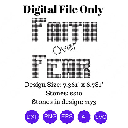Fair Over Fear Digital Rhinestone Download SVG PGN Cricut & Silhouette svg file ss10 Rhinestones Cut File Religion Cut File