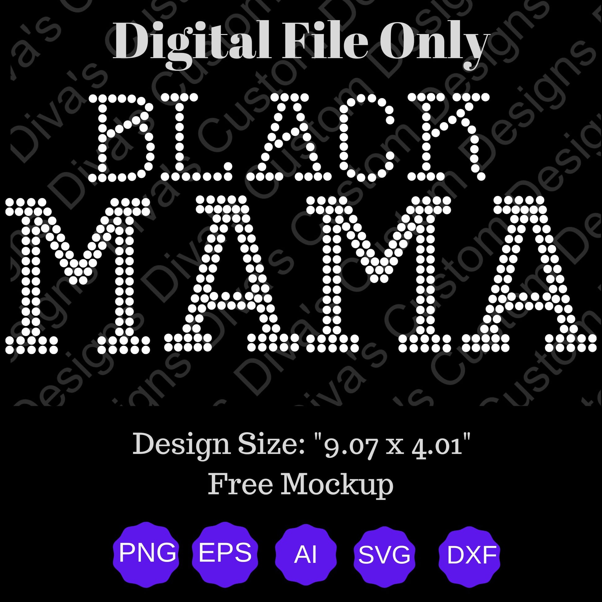 Black Mama Digital Rhinestone Download SVG PGN Cricut & Silhouette svg file ss10 Rhinestones Cut File Religion Cut File