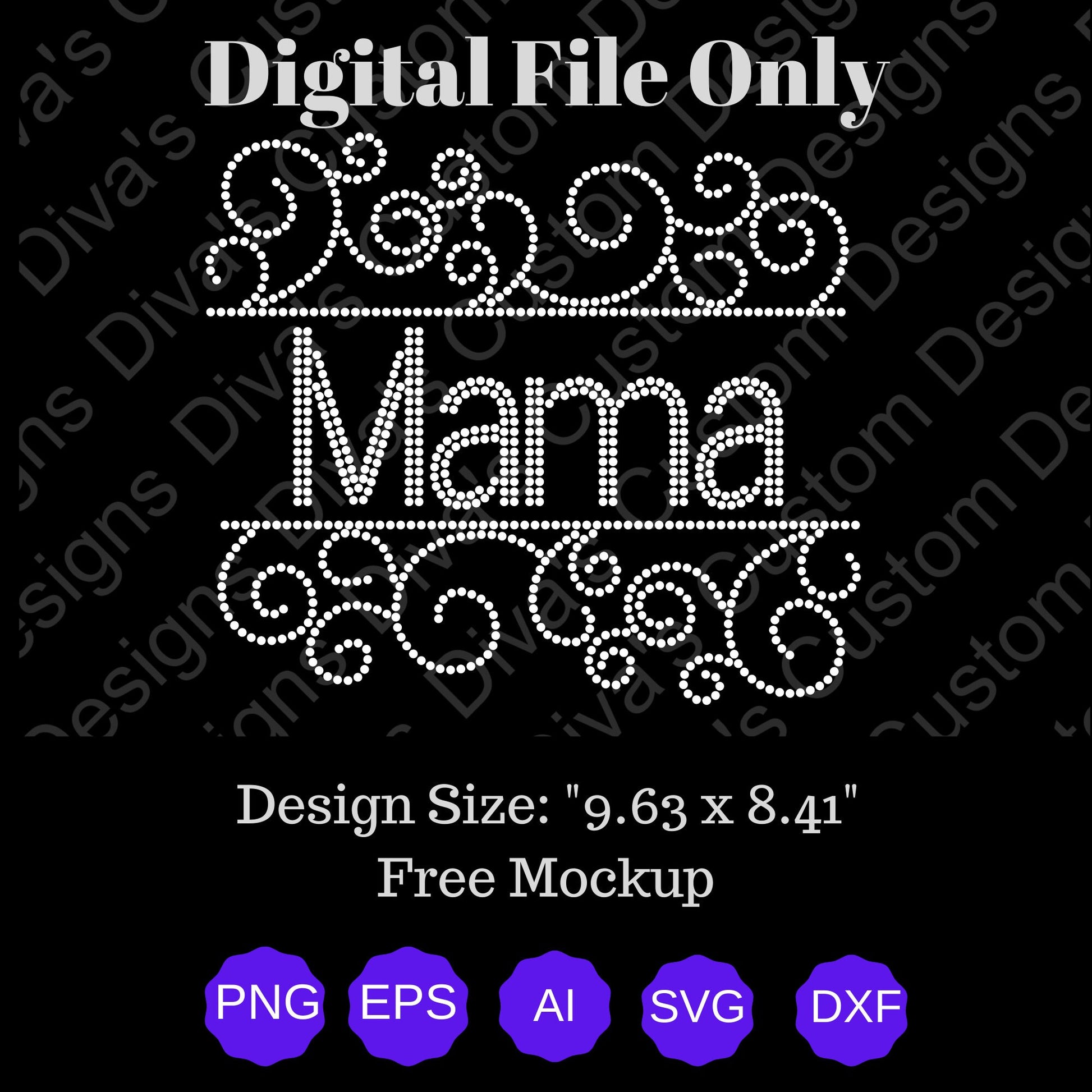 Mama Swirl Digital Rhinestone Download SVG PGN Cricut & Silhouette svg file ss10 Rhinestones Cut File Religion Cut File