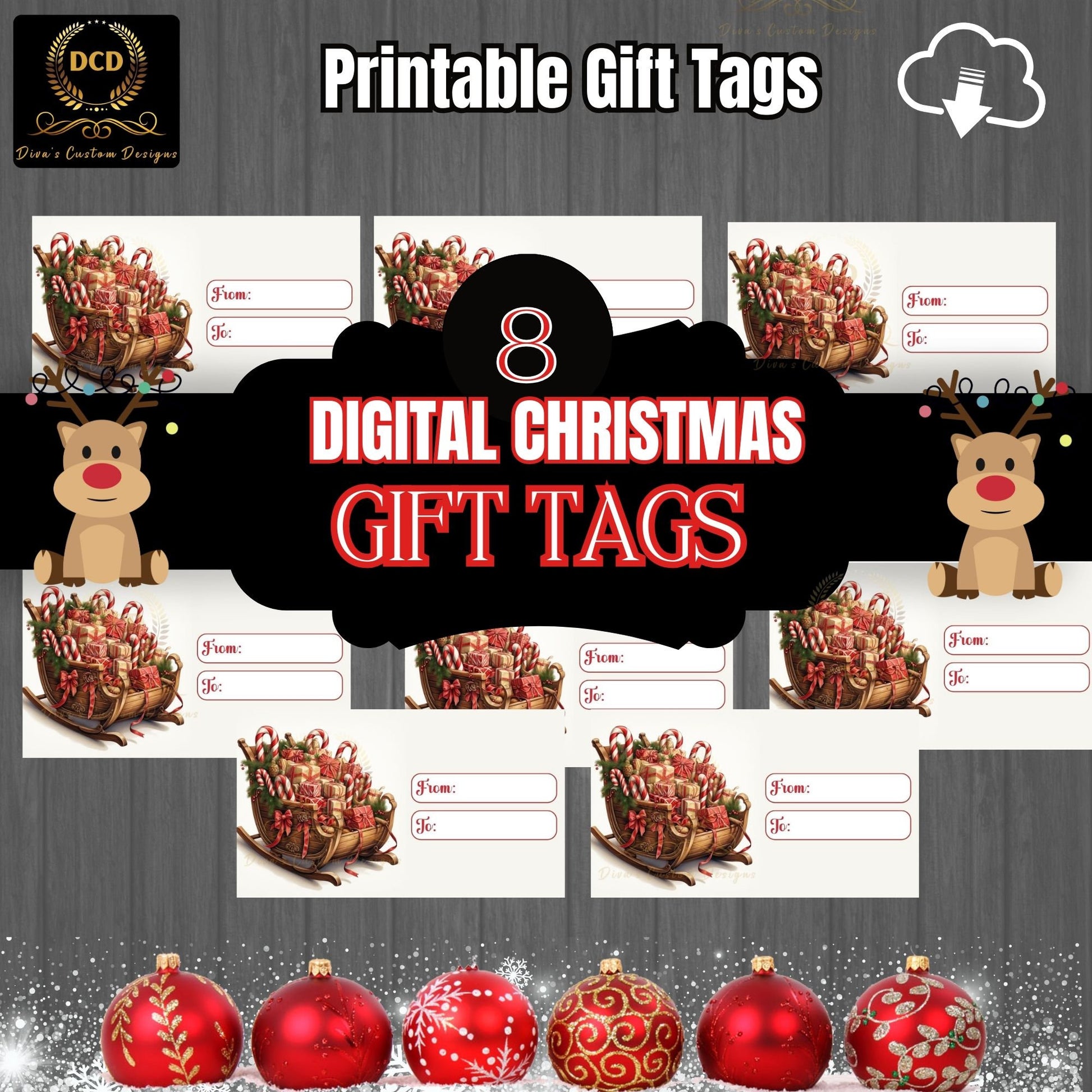 Christmas Gift Tag4, Digital Download, High-Quality PNG, JPEG Files| Limited Commercial & Personal Use | Printable Christmas Gift Tags |