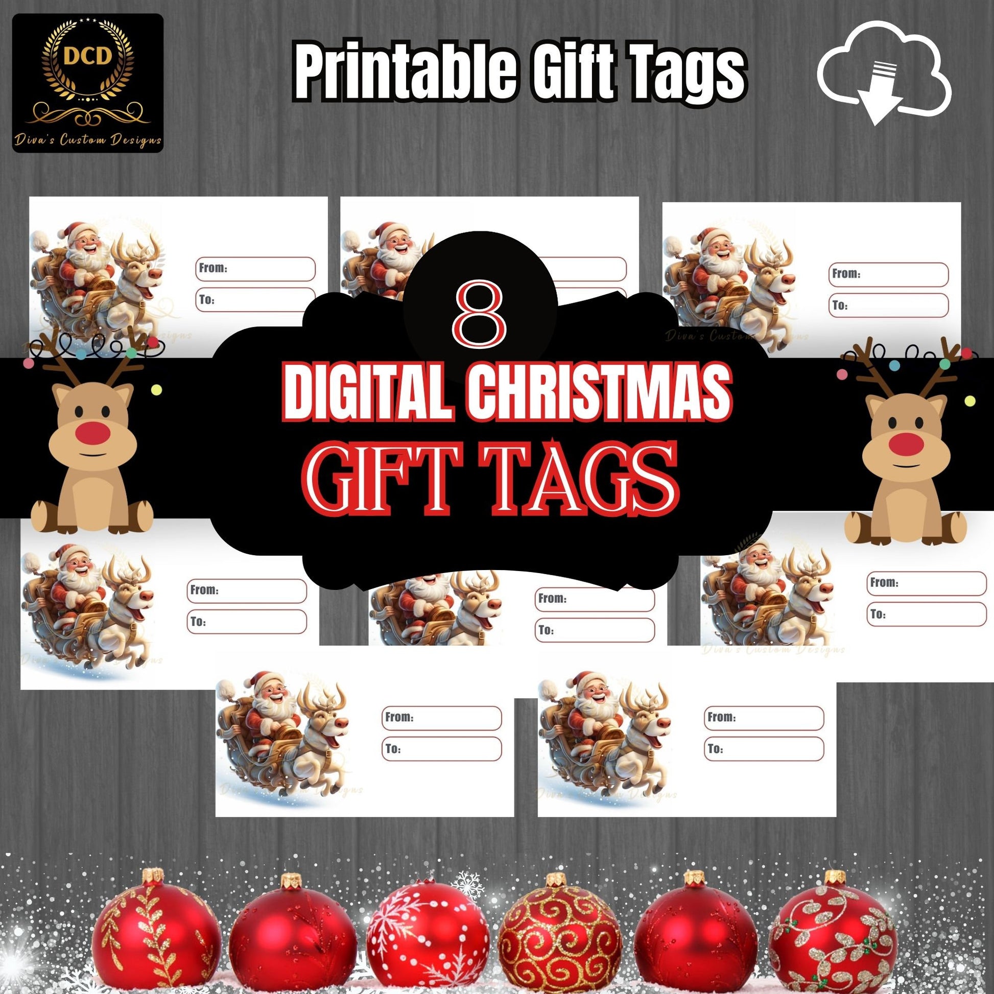 Christmas Gift Tag2, Digital Download, High-Quality PNG, JPEG Files| Limited Commercial & Personal Use | Printable Christmas Gift Tags |