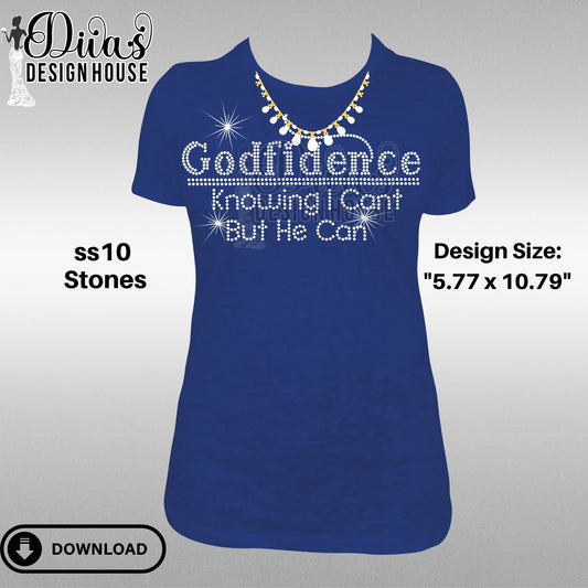 Godfidence Digital Rhinestone Download | SVG | PGN | Cricut & Silhouette svg file | SS10 Rhinestone file| Religious Rhinestone Design |