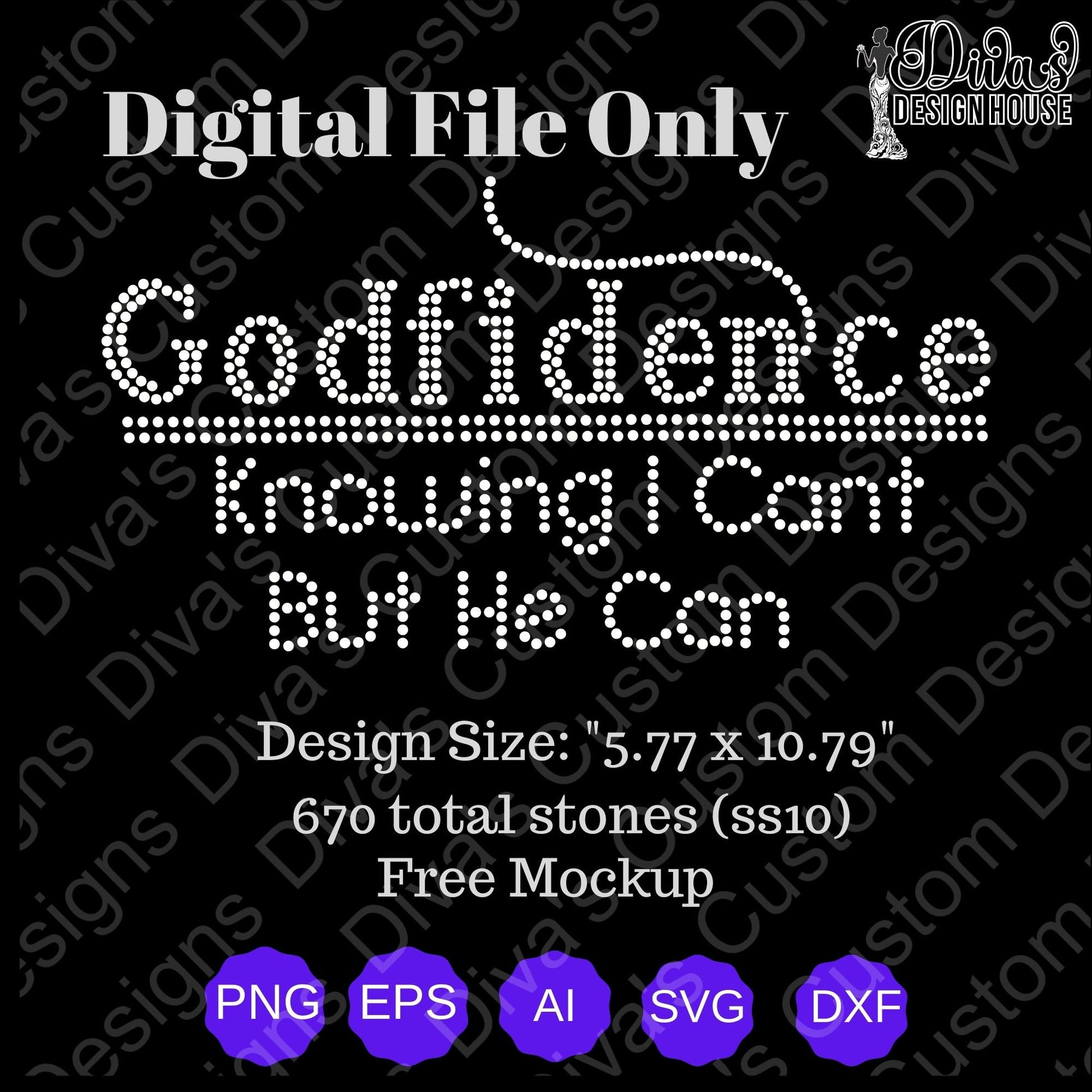 Godfidence Digital Rhinestone Download | SVG | PGN | Cricut & Silhouette svg file | SS10 Rhinestone file| Religious Rhinestone Design |