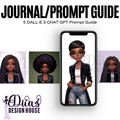Melanin Woman 1 DALLE3 Prompt Guide | 6 Images | 6 Prompts | Includes a ChatGPT Prompt to Help Your Created Unlimited Prompts | MidJourney