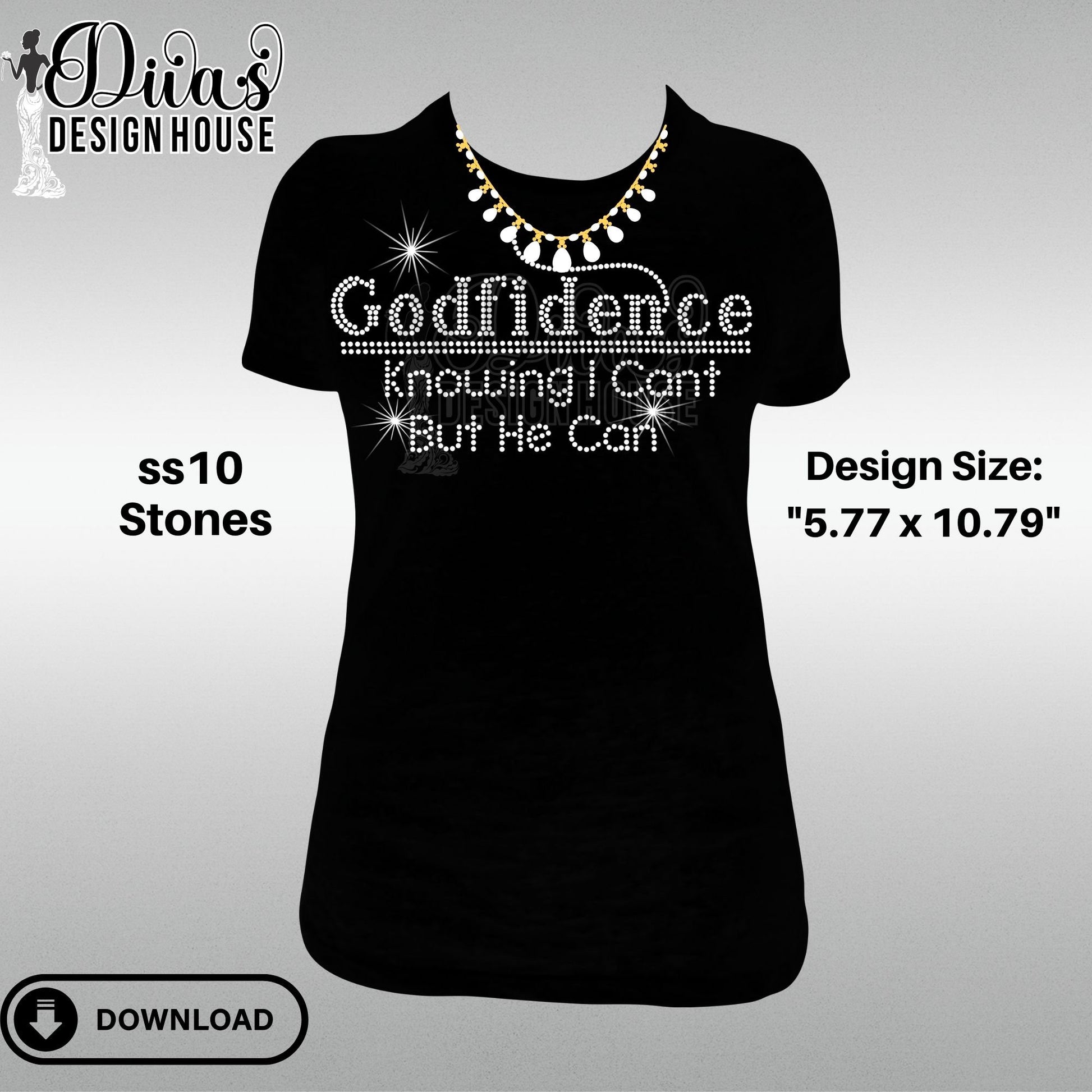 Godfidence Digital Rhinestone Download | SVG | PGN | Cricut & Silhouette svg file | SS10 Rhinestone file| Religious Rhinestone Design |
