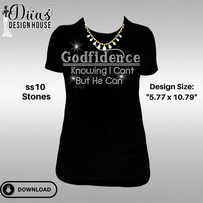 Godfidence Digital Rhinestone Download | SVG | PGN | Cricut & Silhouette svg file | SS10 Rhinestone file| Religious Rhinestone Design |
