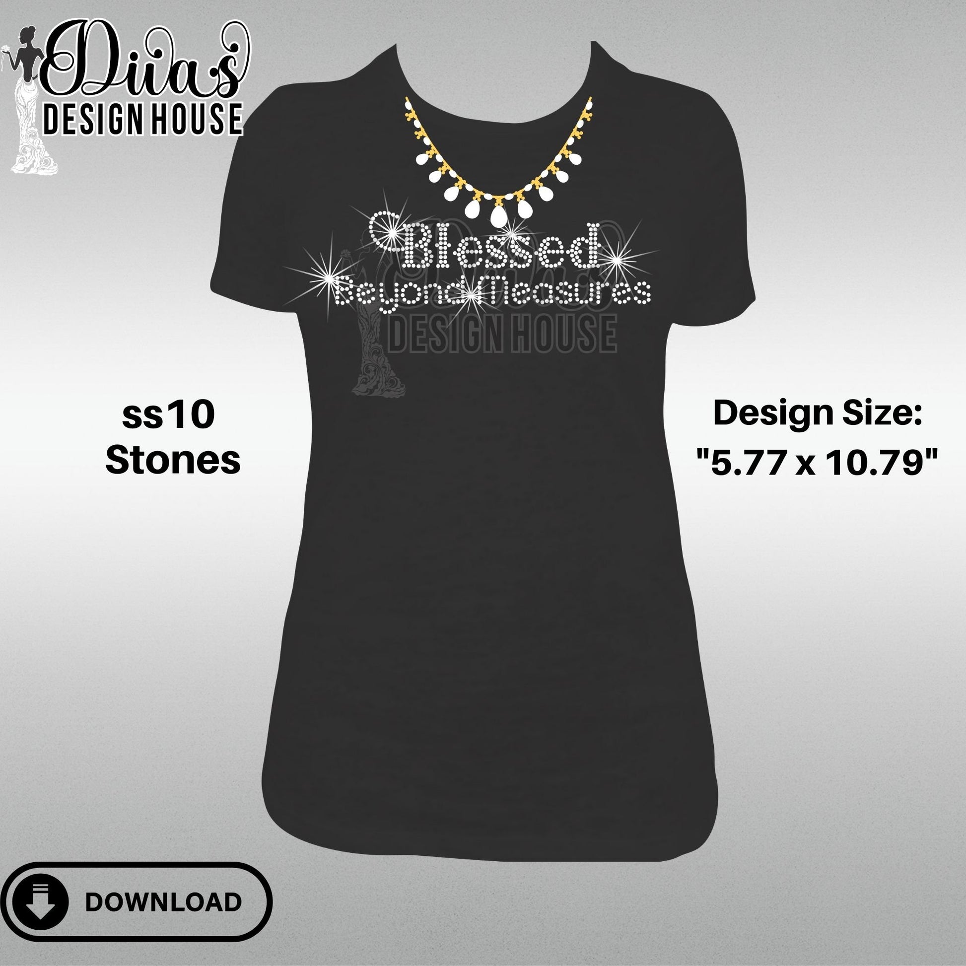 Blessed Beyond Measures Digital Rhinestone Download | SVG | PGN | Cricut & Silhouette svg file | SS10 Rhinestone file|