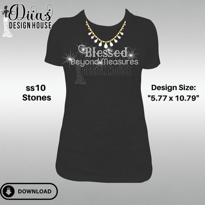 Blessed Beyond Measures Digital Rhinestone Download | SVG | PGN | Cricut & Silhouette svg file | SS10 Rhinestone file|