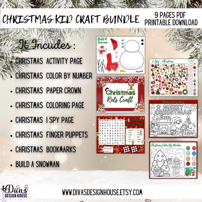 Christmas Kid Craft Bundle | PNG | Christmas Worksheets |Printable Christmas Games |Classroom Christmas Resources| Christmas Bundle