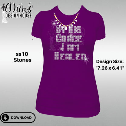 By His Grace Digital Rhinestone Download| SVG| PNG| Cricut & Silhouette| Svg File| ss10 Rhinestones Cut File| Religion Rhinestone Cut Files