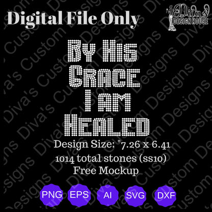 By His Grace Digital Rhinestone Download| SVG| PNG| Cricut & Silhouette| Svg File| ss10 Rhinestones Cut File| Religion Rhinestone Cut Files