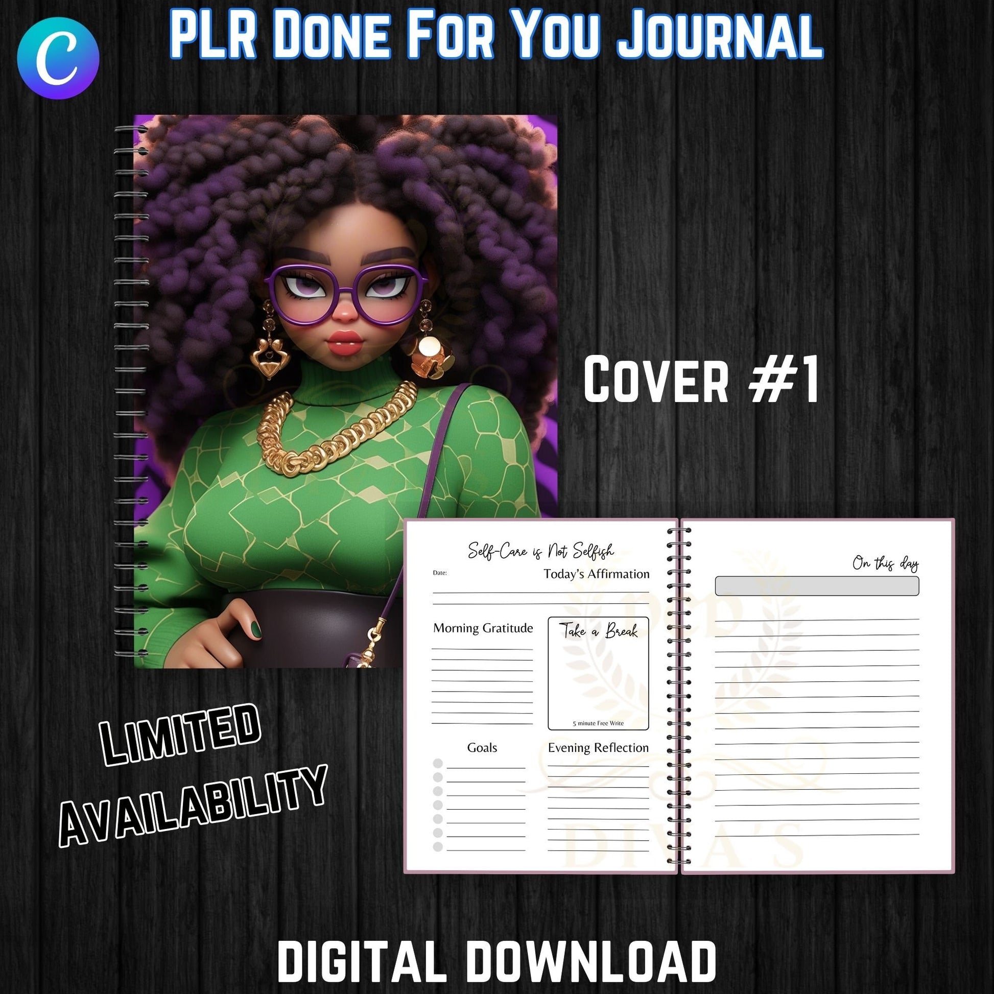 DFY Self-Love Journal | Includes a Small Business Commercial Use License| Canva Template| Done For Your Journal| Clipart|