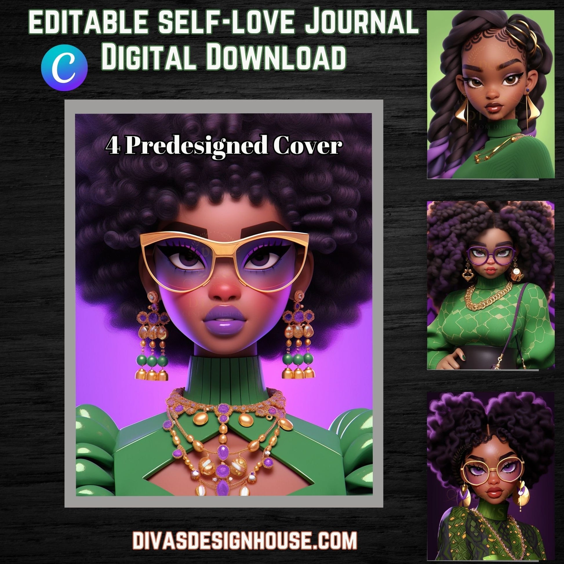 DFY Self-Love Journal | Includes a Small Business Commercial Use License| Canva Template| Done For Your Journal| Clipart|