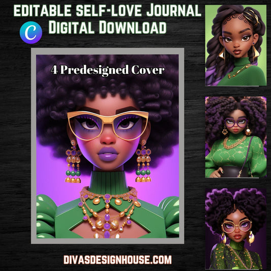 DFY Self-Love Journal | Includes a Small Business Commercial Use License| Canva Template| Done For Your Journal| Clipart|