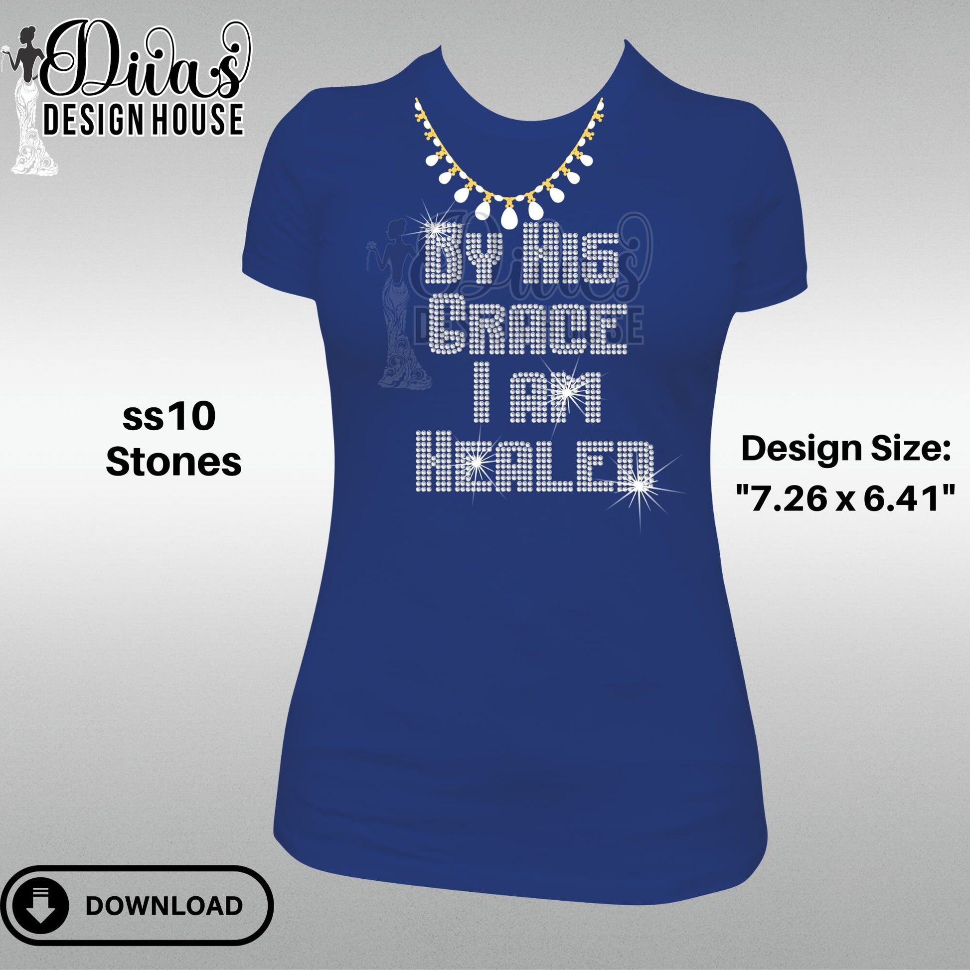 By His Grace Digital Rhinestone Download| SVG| PNG| Cricut & Silhouette| Svg File| ss10 Rhinestones Cut File| Religion Rhinestone Cut Files