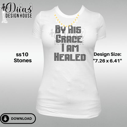 By His Grace Digital Rhinestone Download| SVG| PNG| Cricut & Silhouette| Svg File| ss10 Rhinestones Cut File| Religion Rhinestone Cut Files