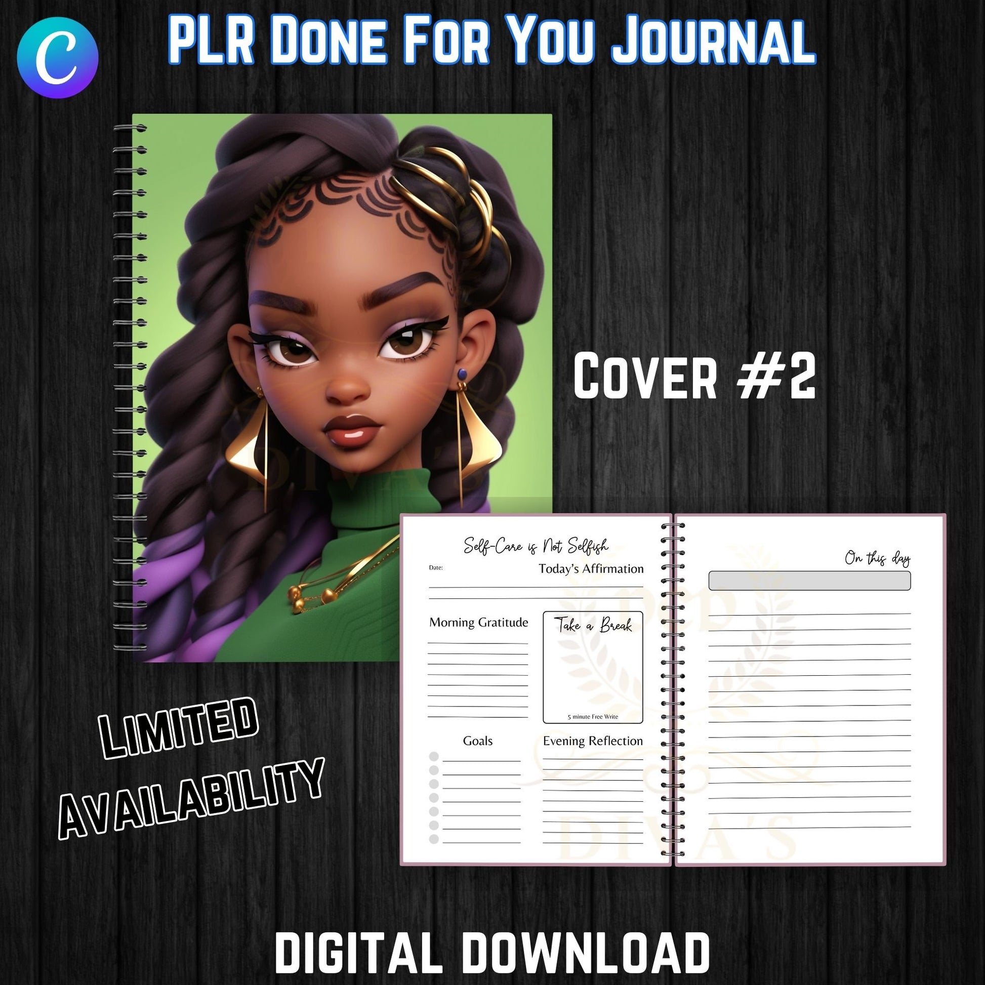 DFY Self-Love Journal | Includes a Small Business Commercial Use License| Canva Template| Done For Your Journal| Clipart|