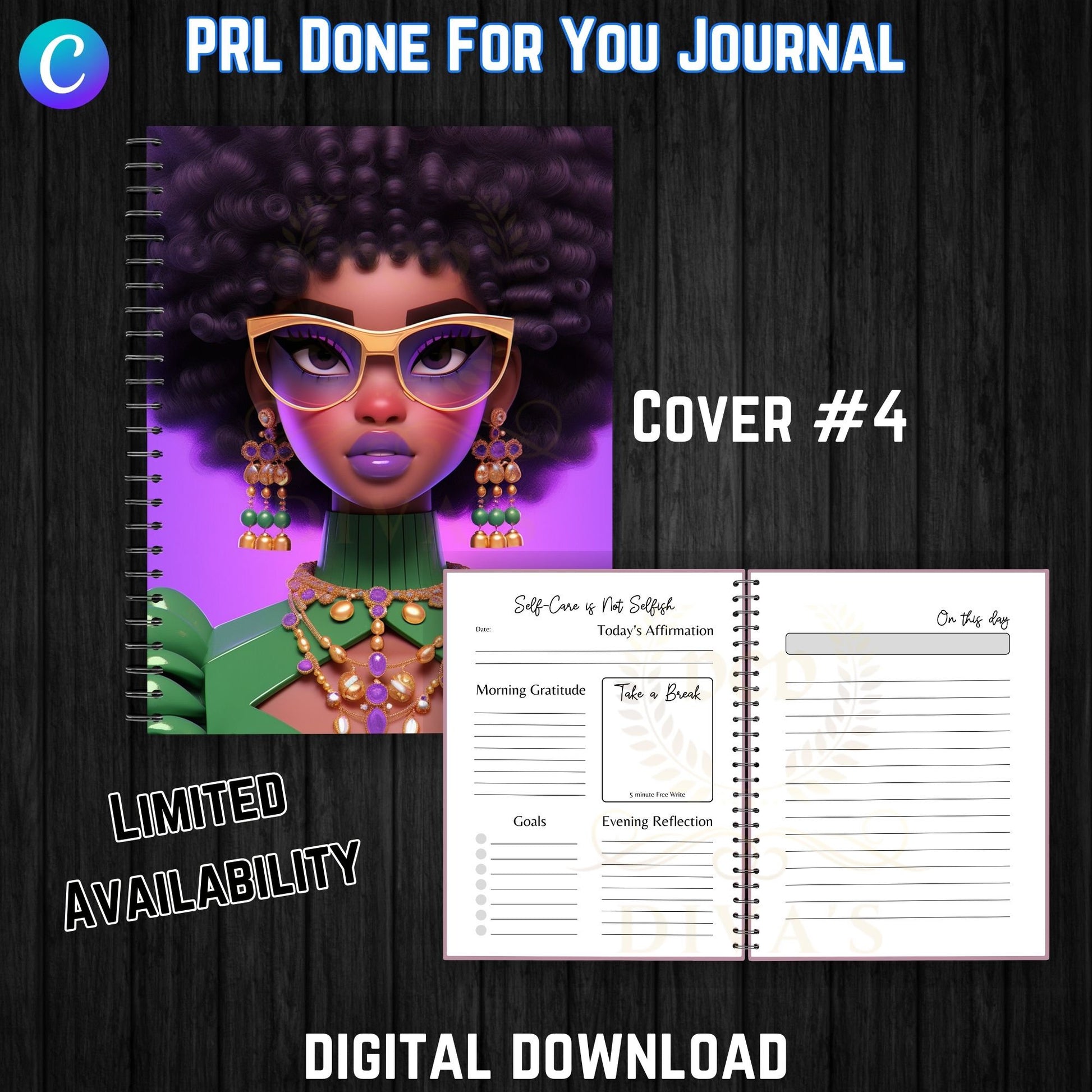 DFY Self-Love Journal | Includes a Small Business Commercial Use License| Canva Template| Done For Your Journal| Clipart|