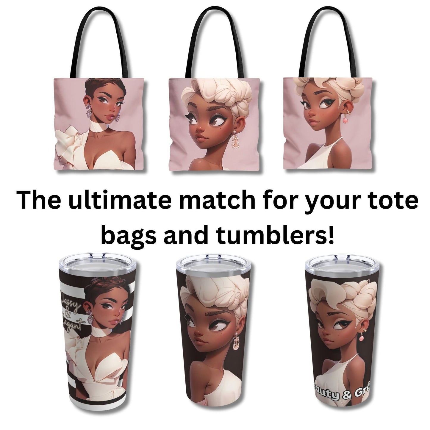 Ladies of Elegance in Ivory High-Resolution Clip Art | Digital Sticker | African-American | Includes a Small Business Commercial Use License