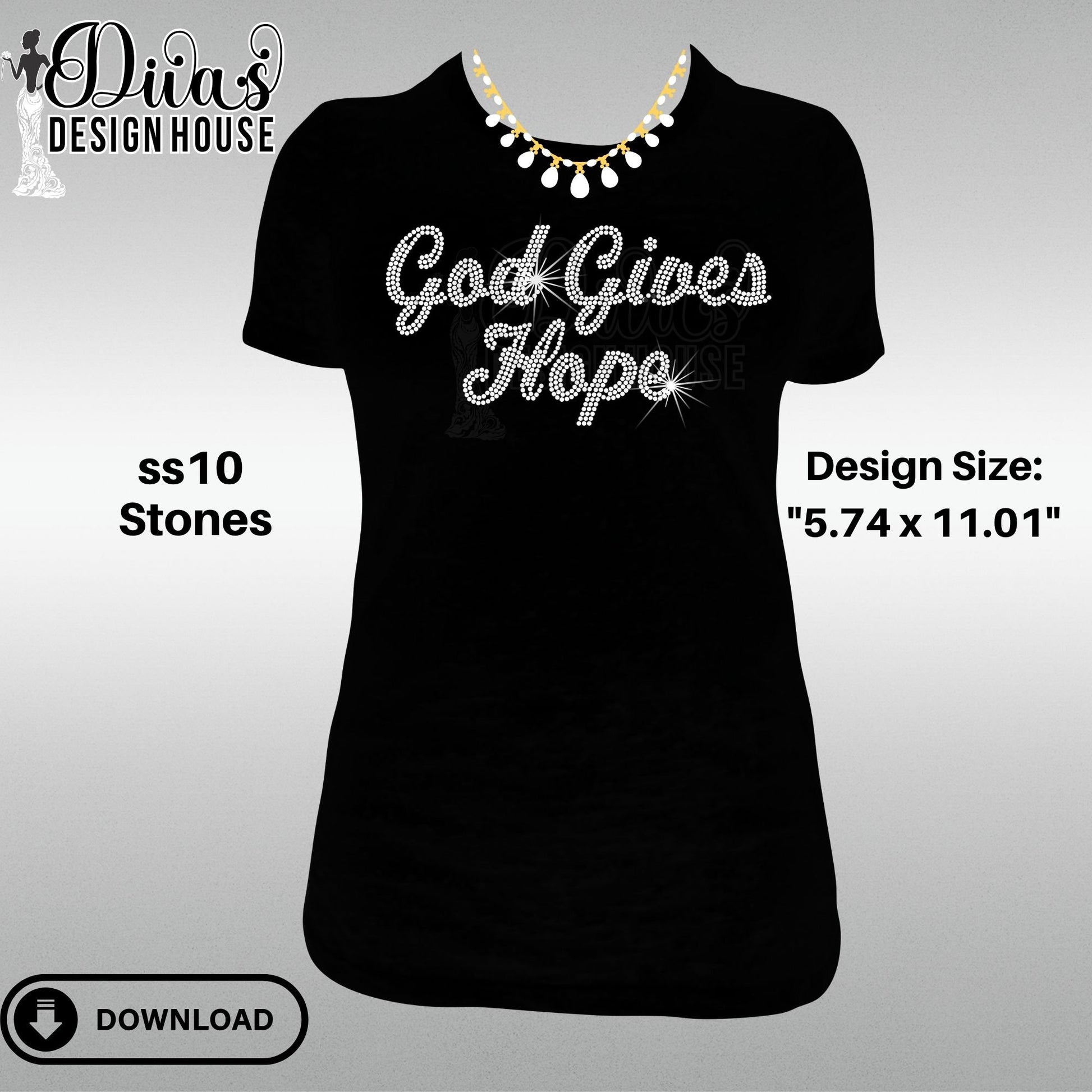 God Gives Hope Digital Rhinestone Download| SVG| PNG| Cricut & Silhouette| SVG file| ss10 Rhinestones Cut File| Melanin Rhinestone File|