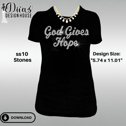 God Gives Hope Digital Rhinestone Download| SVG| PNG| Cricut & Silhouette| SVG file| ss10 Rhinestones Cut File| Melanin Rhinestone File|